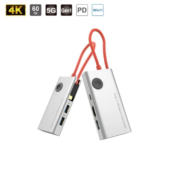 5 In 1 Type C Multiport Converter with Switch Button