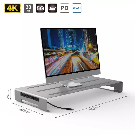 Aluminum Stand for Monitor / NB with  6 In 1 USB Hub 