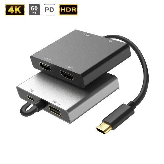Type C to HDMI<sup>®</sup> x 2 / USB 2.0 MST Splitter