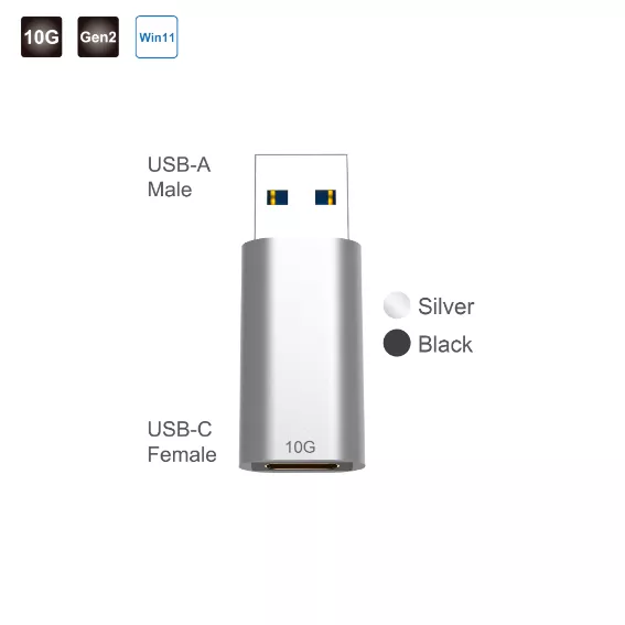 10G Type C Female to  USB-A Male Adapter