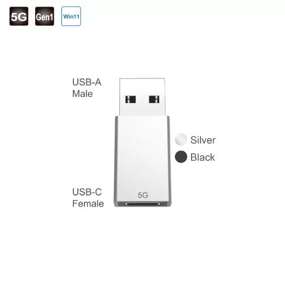 5G Type C Female  to  USB-A Male Adapter