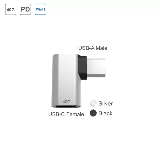 Horizontal L-shaped Type C  40G Female to Male Adapter