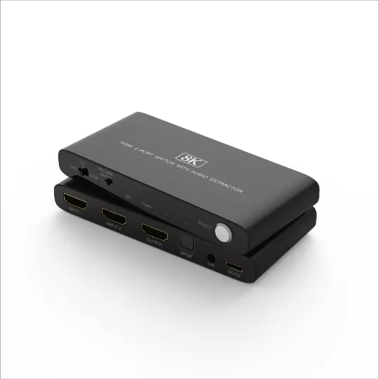 8K HDMI 2 port Switch with Audio Extractor (3.5MM & OPT)