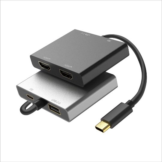 Type C to HDMI<sup>®</sup> x 2 / USB 2.0 MST Splitter