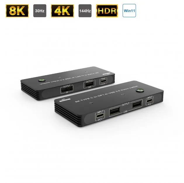 8K Type C to DP 1.4 / USB 2.0 Video Switch
