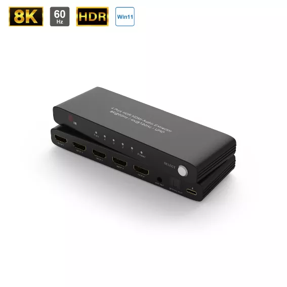 8K HDMI 4 port Switch with Audio Extractor (3.5MM & OPT)