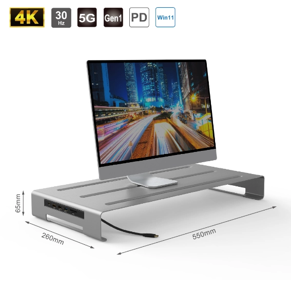  Aluminum Stand for Monitor / NB with 6 In 1 USB Hub