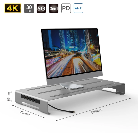 Aluminum Stand for Monitor / NB with 5 In 1 USB Hub